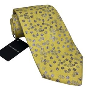 Krizia Uomo Mini Floral Yellow Purple 100% Silk Woven Men’s Necktie Italy
